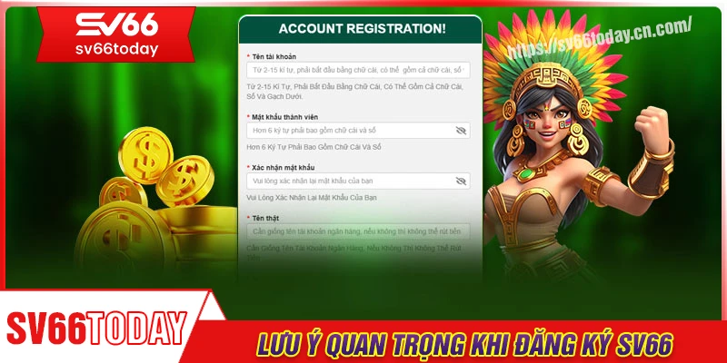 Những lưu ý quan trọng khi đăng ký Sv66
